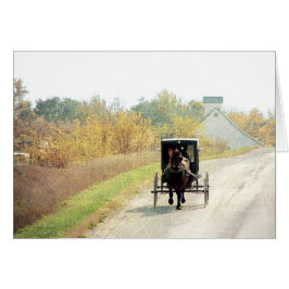 Cartão Autumn Amish Horse and Buggy