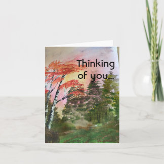 Cartão Autumn Birch Trees Thinking of You Blank Note Card
