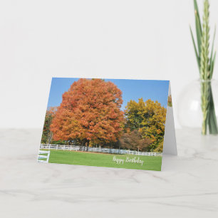 Cartão Autumn Birthday Oak Tree