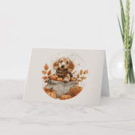 Cartão Autumn Dachshund Dogs Pumpkin