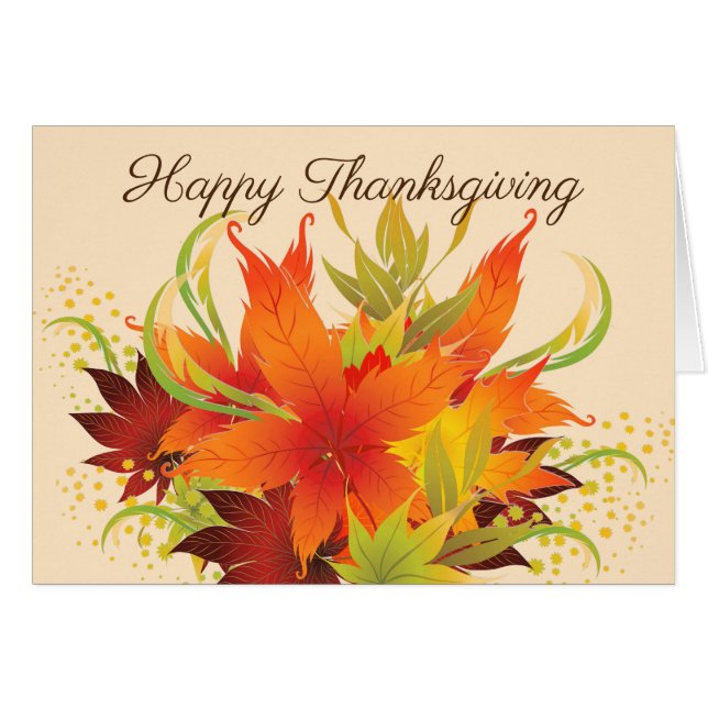 Cartão Autumn Deixa a Ação de Graças (Frente Horizontal)