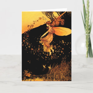 Cartão Autumn Deixa Fairy Saudações