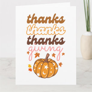 Cartão Autumn Deixa Groovy Pumpkin Feriado no Dia de Ação