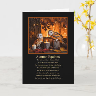 Cartão Autumn Fall Equinox Mabon com Corujas e Velas