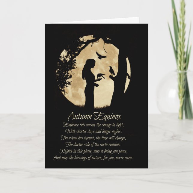 Cartão Autumn Fall Equinox Mabon com Ravens (Frente)