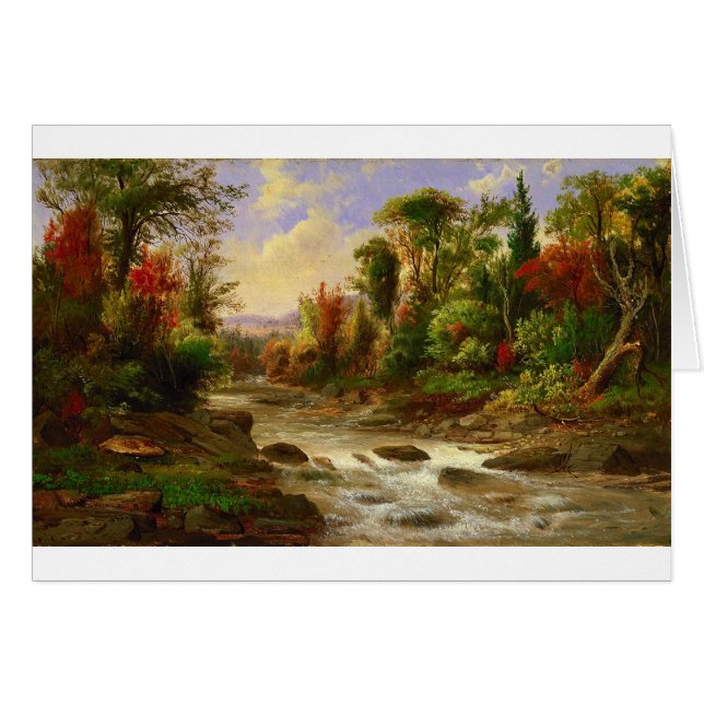 Cartão Autumn Fall Forest River Robert Duncanson Destino (Frente Horizontal)