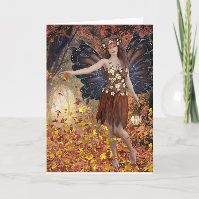 CARTÃO AUTUMN FANTASY LADY FAIRY GREETING CARD VAZIO (Frente)
