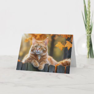 Cartão Autumn Ginger Cat Birthday