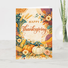 Cartão Autumn Harvest Thanksgiving Pumpkin Illustration