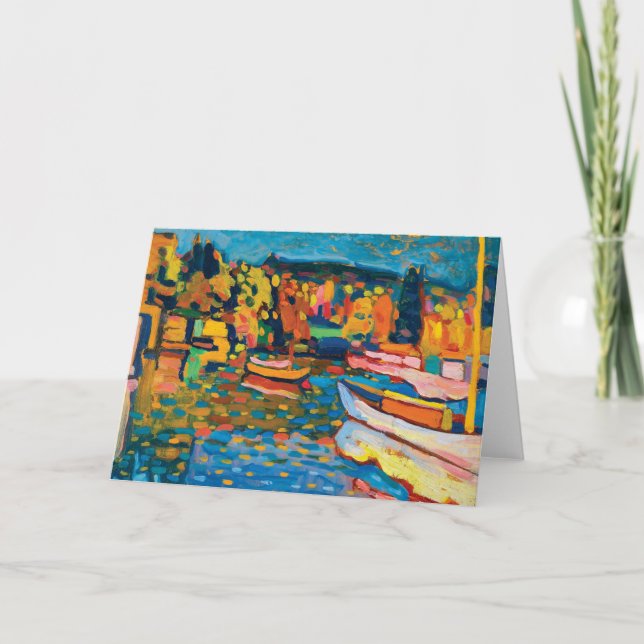 Cartão Autumn Landscape with Boats by Wassily Kandinsky (Frente)