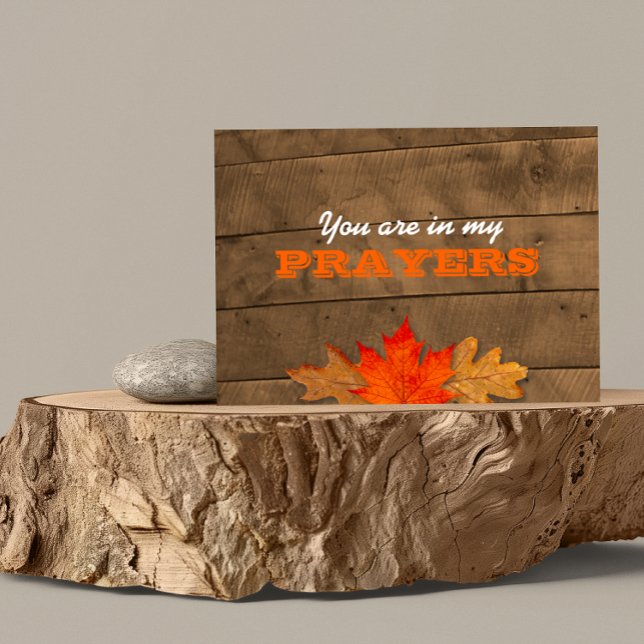 Cartão Autumn Leaves & Barnwood In My Prayers Note Card (Criador carregado)
