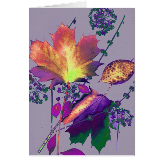 Cartão Autumn Leaves em Lilac (Frente)