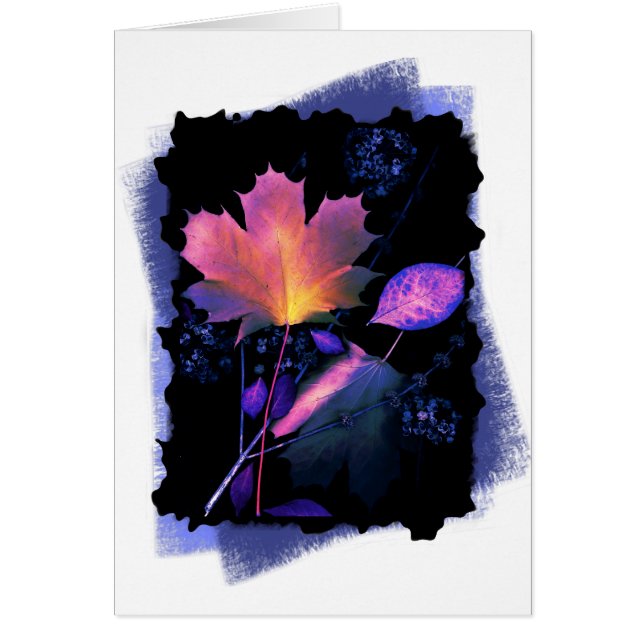 Cartão Autumn Leaves em Neon e Azul (Frente)