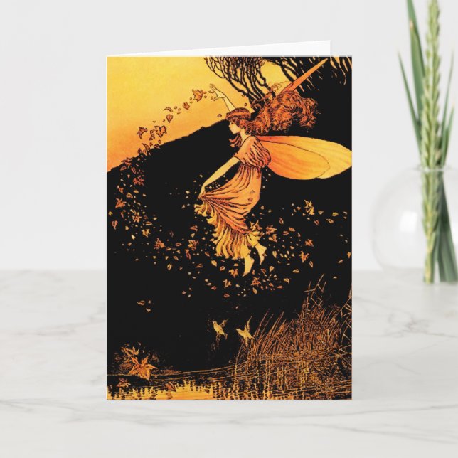 Cartão Autumn Leaves Faerie Greeting Cards (Frente)