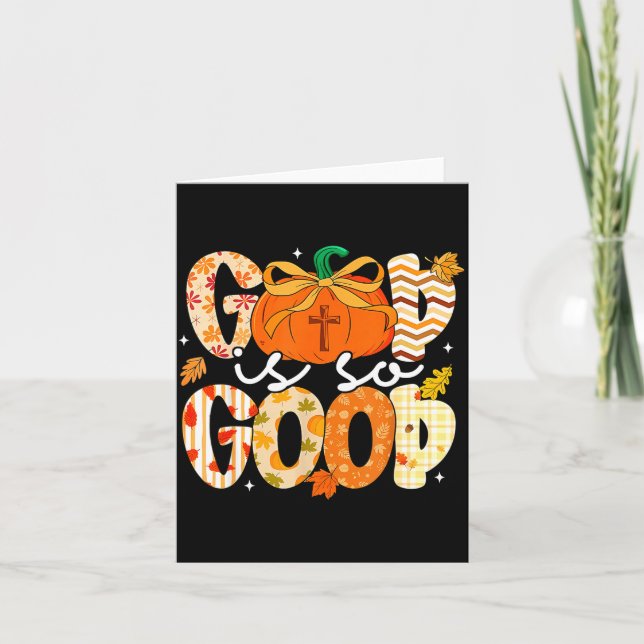 Cartão Autumn Pumpkin Christian Thanksgiving Faith God Is (Frente)