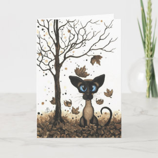 Cartão Autumn Siamese Cat por BiHrLe