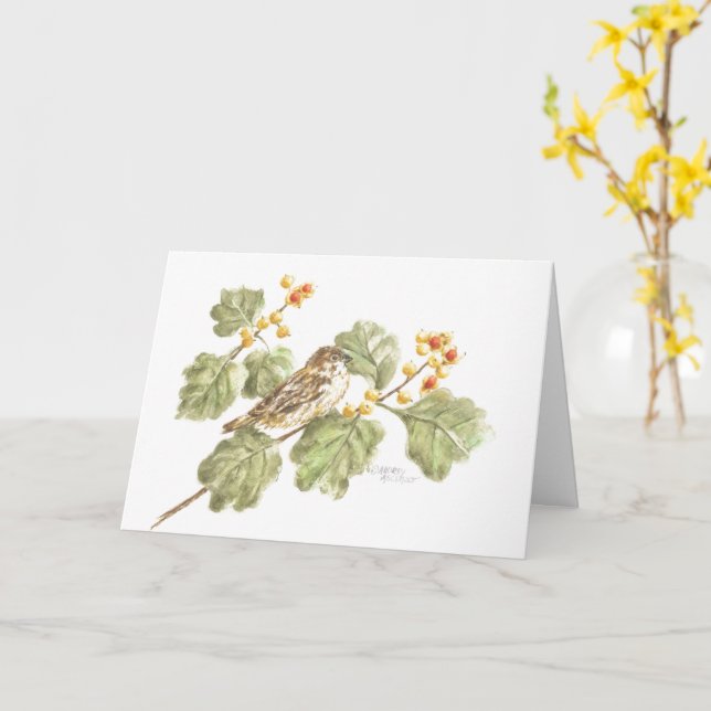 Cartão Autumn Sparrow Blank Note Card Greeting Card (Flor Amarela)