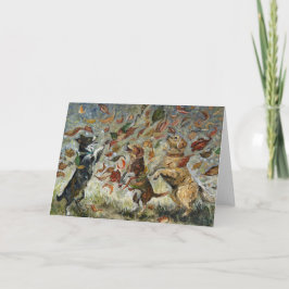 Cartão Autumn Tailwag Whimsical Golden Retriever Dogs