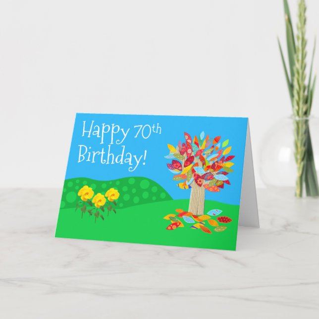 Cartão Autumn tree 70th birthday card new by Jo Images (Frente)