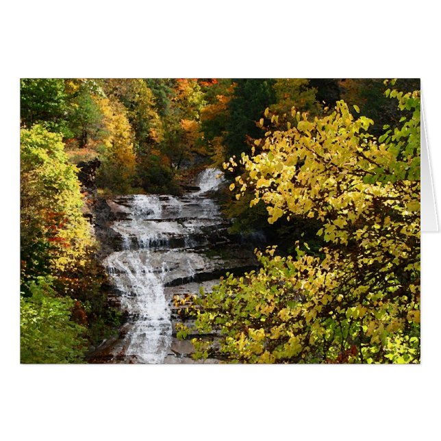 Cartão Autumn Waterfall (Frente Horizontal)