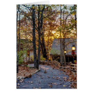 Cartão Autumn Woods Sunset Walkway