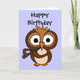 Cartão AV- Owl Playing Clarinet Birthday Card