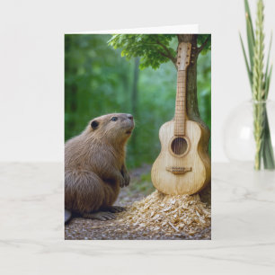 Cartão Ave Beaver com Guitarra