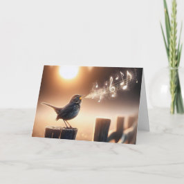 Cartão Ave de Aniversário Cantando numa Cerca