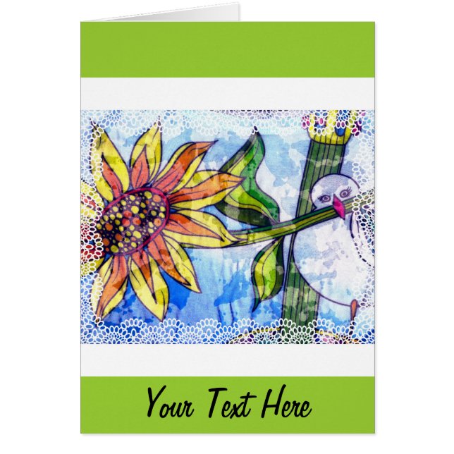 Cartão Ave, Flor e rendas (Frente)