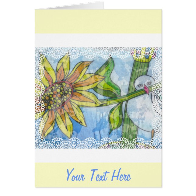 Cartão Ave, Flor e rendas (Frente)