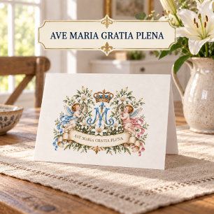 Cartão Ave Maria Gratia Plena Anjos Marianos Católicos