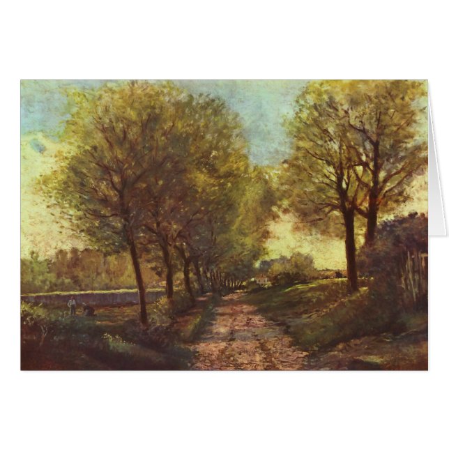 Cartão Avenida de Alfred Sisley das árvores (Frente horizontal)