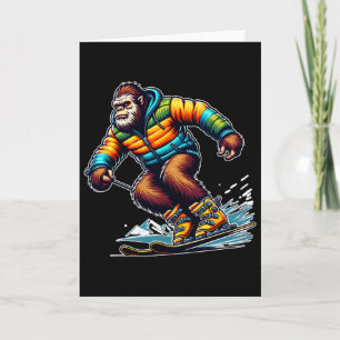 Cartão Aventura de Esqui Sasquatch Bigfoot Inverno Divert