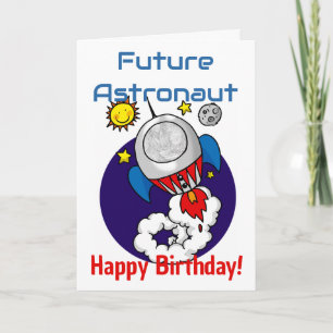 Cartão Aventura Espacial de Aniversário de Futuro Astrona