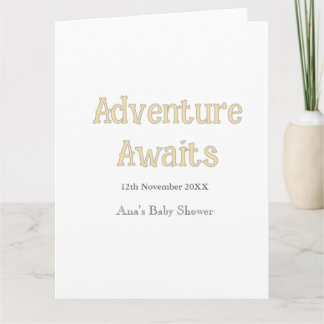 Cartão Aventura espera baby shower adicione nome data pas