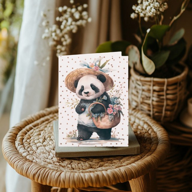 Cartão Aventura Floral de Panda (Panda Floral Adventure Card)