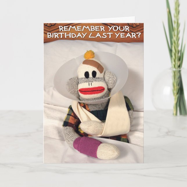 Cartão Aventura SockMonkey Birthday (Frente)
