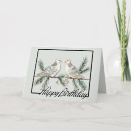 Cartão Aves de Aniversário Verdes Russas