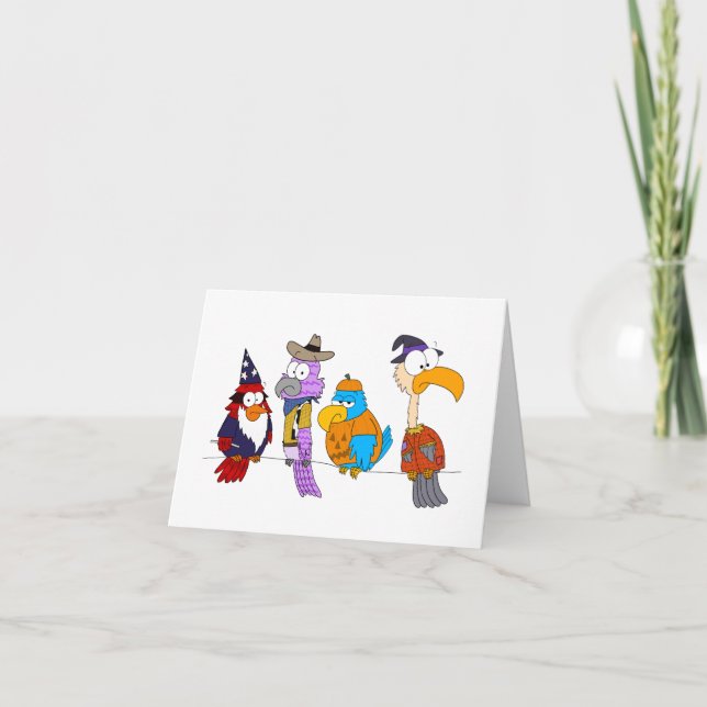 Cartão Aves do Halloween num Fio (Frente)