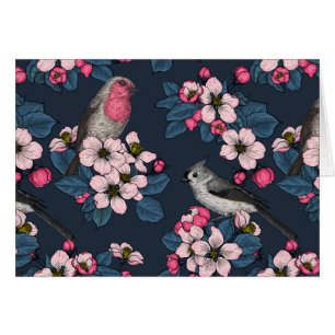 Cartão Aves e Blossomas