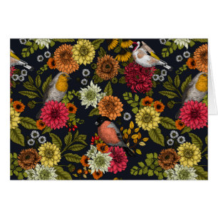 Cartão Aves e flores do jardim 2