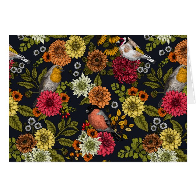 Cartão Aves e flores do jardim 2 (Frente Horizontal)