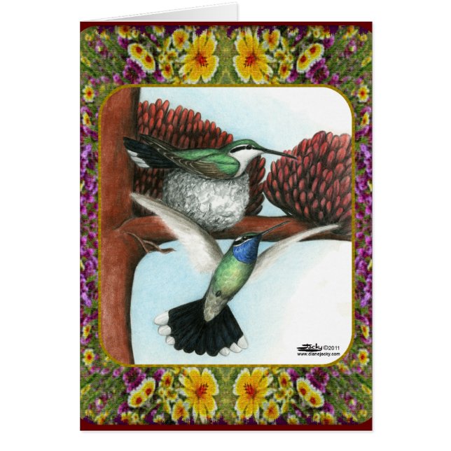 Cartão Aves e Flores Hummingbird 3 (Frente)