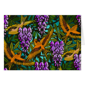Cartão Aves Em Amidst Wisteria