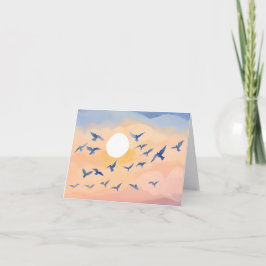 Cartão Aves em Voo | Natureza Sunset Watercolor