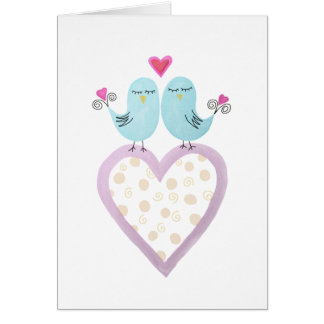 Cartão Aves - Trabalho de arte de Aquarela Digital Cuja C