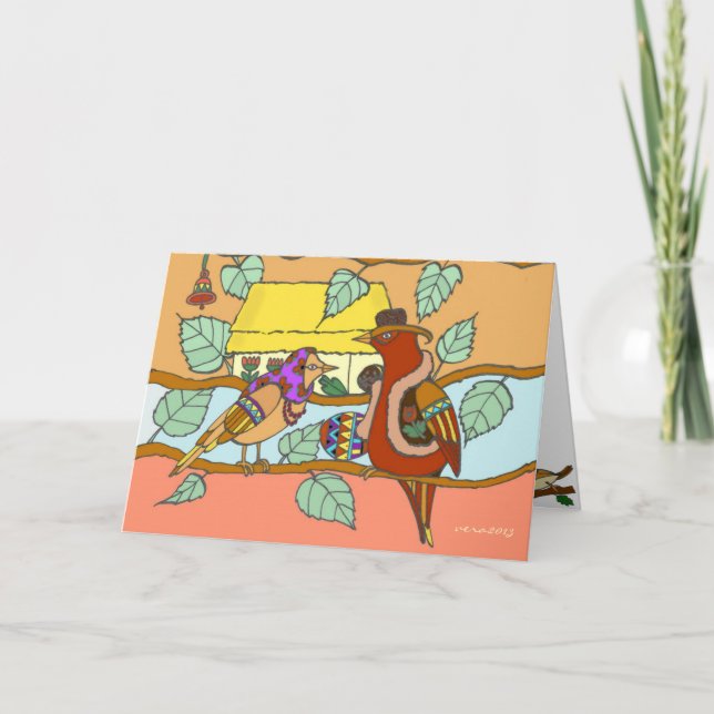 Cartão Aves Ucranianas Têm uma Nova Casa (Frente)