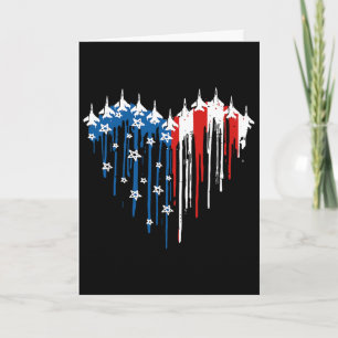 Cartão Avião a Jato de Combate Retro Bandeira Americana C