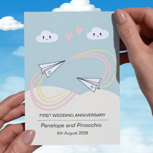 Cartão Avião de Papel Bonito 1rua Aniversário Voo de Amor