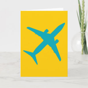 Cartão Avião Gráfico em Azul Aqua